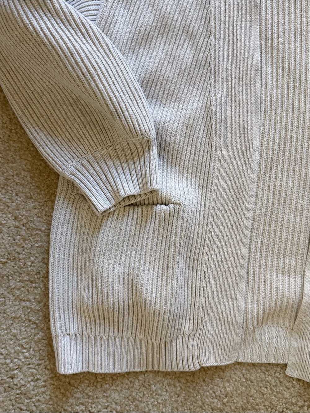 Quince 100% Cotton Open-Front Ribbed Cardigan in Cream Size M - Picture 5 of 11